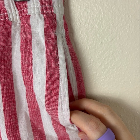 Onia Ella Linen Cotton Blend Cuffed Striped Pants Red & White Women’s Sz Medium - Picture 3 of 8